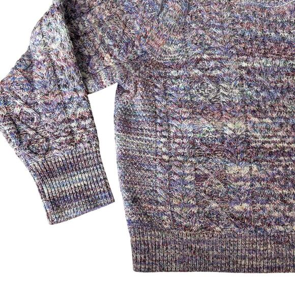 J. Crew Lavender Wool Marled Cable Knit Crewneck Sweater Women's Size Medium - Picture 2 of 6